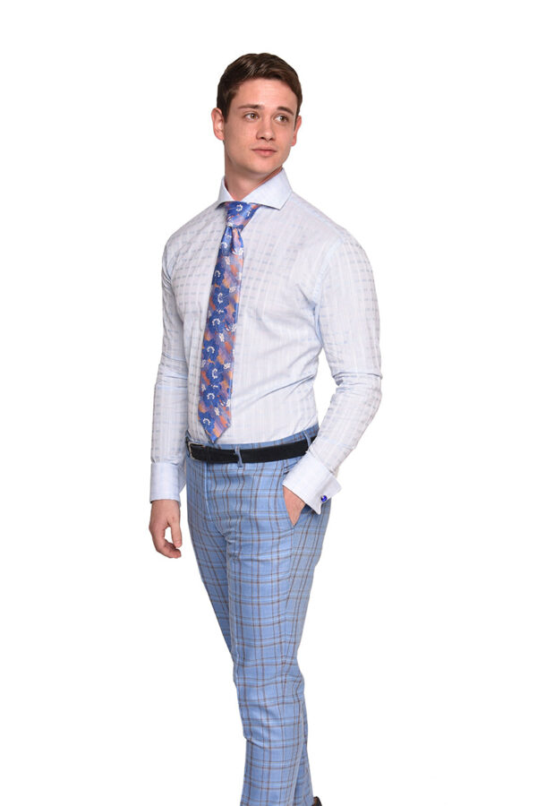 Strié Check Dress Shirt | Blue | DA1902 - Image 2