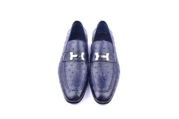 Corrente 5760 - H Buckle loafer Genuine Ostrich- Navy - Image 3