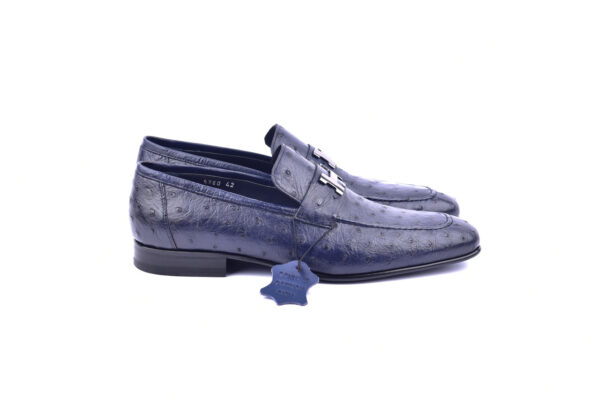 Corrente 5760 - H Buckle loafer Genuine Ostrich- Navy - Image 2