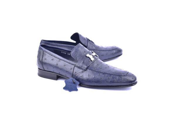 Corrente 5760 - H Buckle loafer Genuine Ostrich- Navy